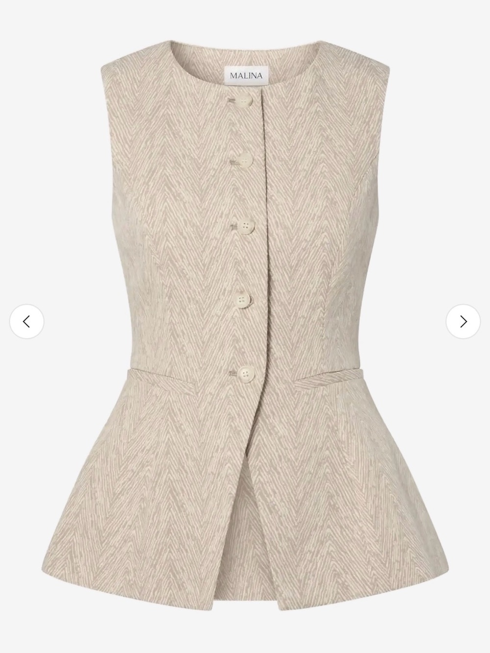 By Malina cream Tailored Sleeveless Peplum Vest textured smart casual NWT - Picture 2 of 5